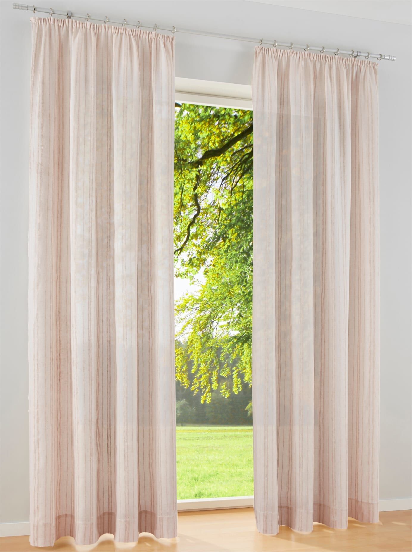 Gardine HEINE HOME Gr. 3, beige (natur), B:140cm H:225cm, Polyester, Gardinen, Gardine