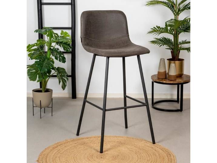 Mikky Tabouret De Bar Industriel Gris Eco-cuir