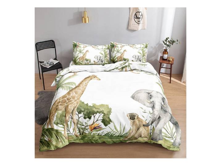 LuxusKollektion Kinderbettwäsche Bettwäsche-Set Aquarell Giraffe 155x220cm