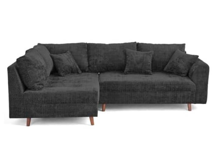 Lisa Design Rune - Links 4-Sitzer aus Strukturiertem Samt Anthrazitgrau