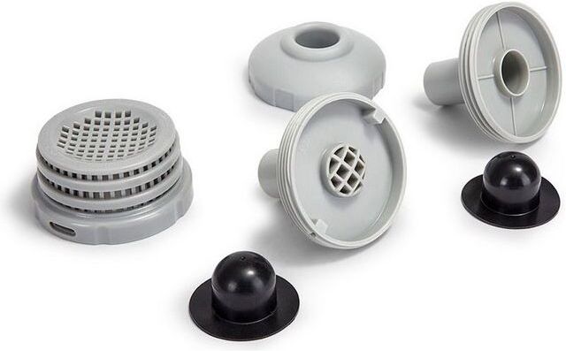 Lot de 2 petites crépines avec bouchons pour piscine Intex