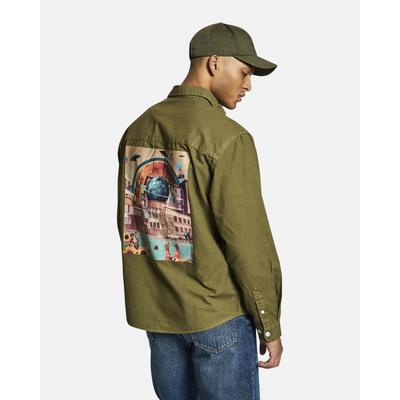 Langarmhemd REDEFINED REBEL "Redefined Rebel Shirt RRJack Shirt", Herren, Gr. XS, Normalgrößen, grün (schwarz olive), Web, 100% Baumwolle, Hemden