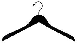 The Great American Hanger Company "Matte Black Wooden Top/Coat Hanger, 17"" Length x 1/2"" Thick, Black Hook Box of 25"