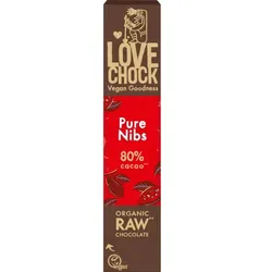 Lovechock Zartbitterschokolade Pur Kakaonibs bio