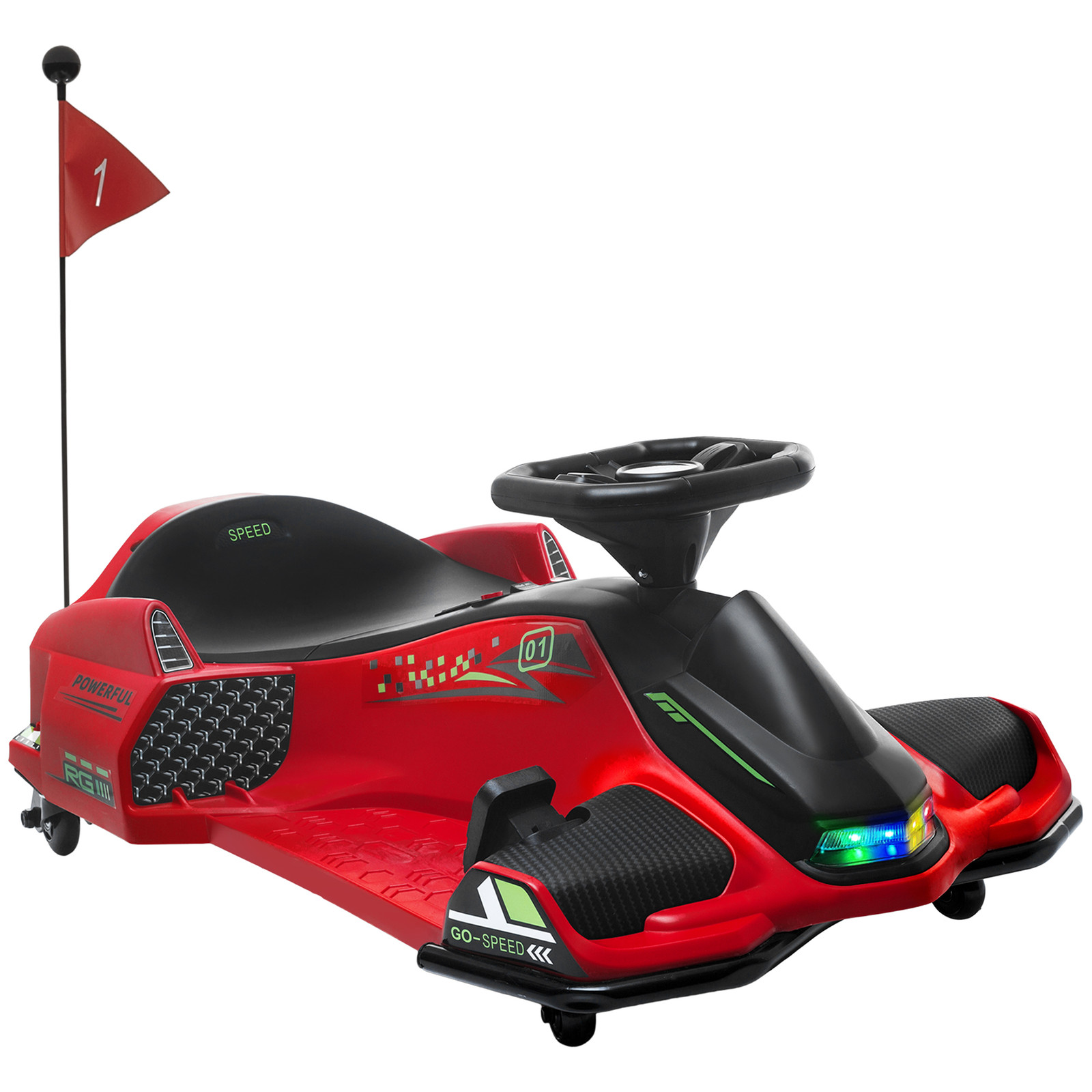 HOMCOM Elektrische Go-Kart voor Kinderen met Licht- en Muziekfunctie, Rood