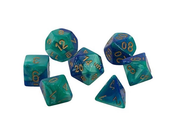 Chessex Gemini Poly 7 Dice Set: Blue-Teal/Gold