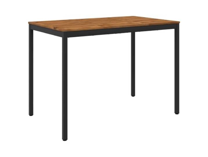 Keeushr Gartenbar-Tisch Natürlich und Schwarz 147 x 88,5 x 105 cm Massives Akazienholz, Stahlbeine, Bartisch und Esstisch, natürliche Holzmaserung, einfach zu reinigen