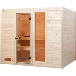 Weka Sauna 538 / Valida Gr. 4 Glastür+Fenster - Massivholzsauna 38 mm 9 kW Kompaktofen mit integrierter Steuerung
