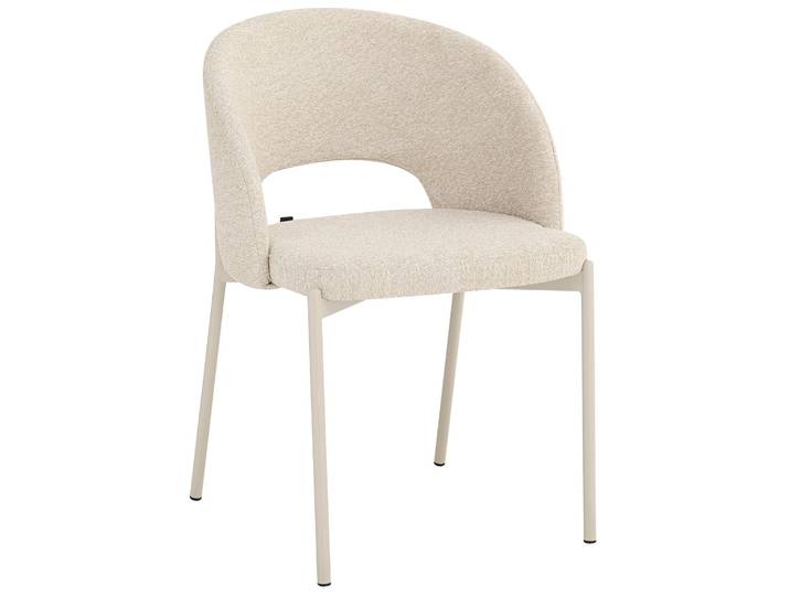 Beiges Elrina Polsterstuhl aus Bouclé mit beigen Beinen