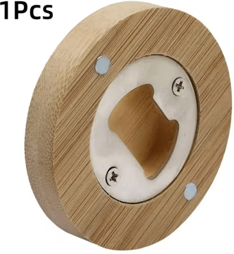 Uplift Curations BrewSnap Bamboo Magnetic Bottle Opener Round Portable Fridge Magnet Beer Opener For Home & Parties opener 1pcs