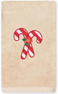 Authentic Hotel and Spa Christmas Candy Canes Embroidered Luxury 100% Turkish Cotton Hand Towel