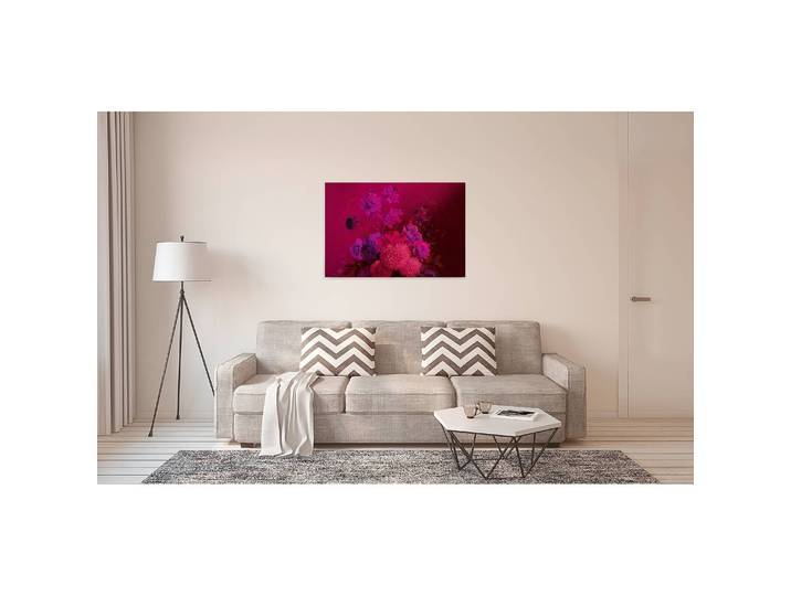 Impression sur toile Bouquet Polyester PVC / Épicéa Rose foncé/Rose 90 x 60cm