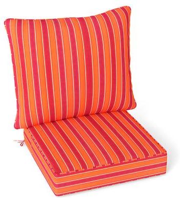 Costway Deep Seat Chair Cushion Pads Set with Rope Belts for Indoor and Outdoor-Orange