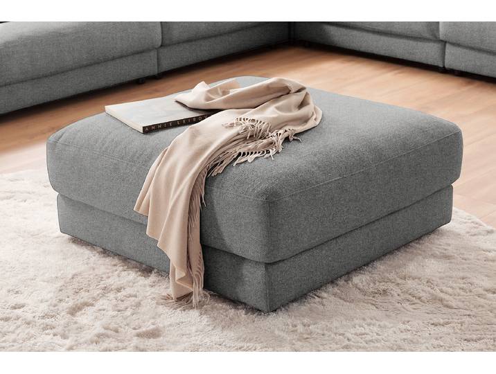 Polsterhocker 100 x 44 x 100cm Grau Webstoff Esila: Platin Polyurethanschaum