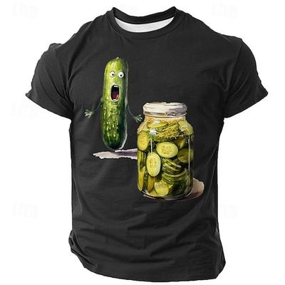 Herren Lustige schreiende Gurke Gurkenglas Grafik T-Shirt Kurzarm
