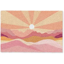 FUSSMATTE Berge - Abstrakt - Sonnenstrahlen - Rosa Sauberlaufmatte 90x60 cm