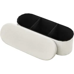 VEVOR faltbare Ottomane mit Stauraum (oval) Fußbank, klappbarer gepolsterter Sitzhocker bis 299,37 kg belastbar, 11 x 38 x 38 cm, Ottomanentruhe für Wohnzimmer Schlafzimmer Flur, Beige