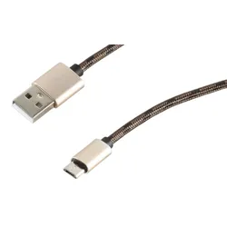 USB Ladekabel USB-A-Stecker > USB Micro B Stecker Nylon braun 2,0m