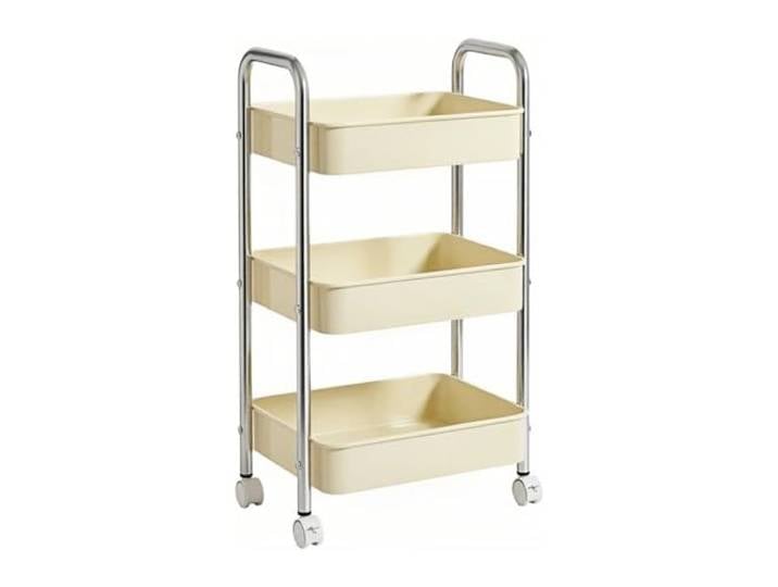 XXAD553TY Essen 4-stufiger Rollwagen for Mobile Küche und Wohnzimmer-Aufbewahrungsregal-Organizer(Weiß,Klein)