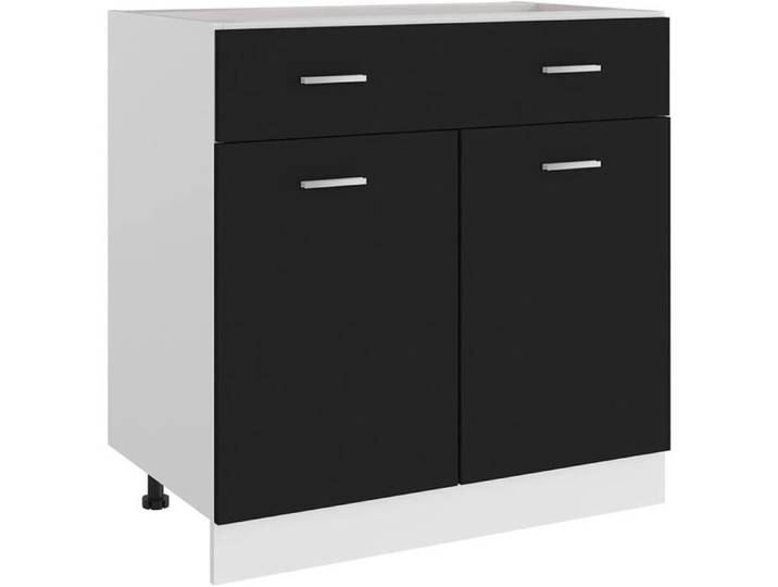 Meubles de Cuisine Armoire de Rangement Armoire de Plancher à tiroir Noir 80x46x81 5 cm Aggloméré A210