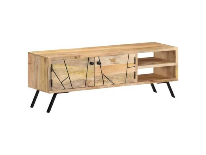 GKMBCVDFR TV-Schrank 110x30x40 cm aus Mango Massivholz Sideboard Massives Mangoholz, tropisches Hartholz, belastbar und verschleißfest, rustikaler Charme, einzigartige Holzmaserung