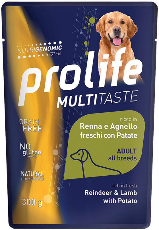 Prolife Cane Multitaste Adulto Renna, Agnello & Patate Busta 300 Gr