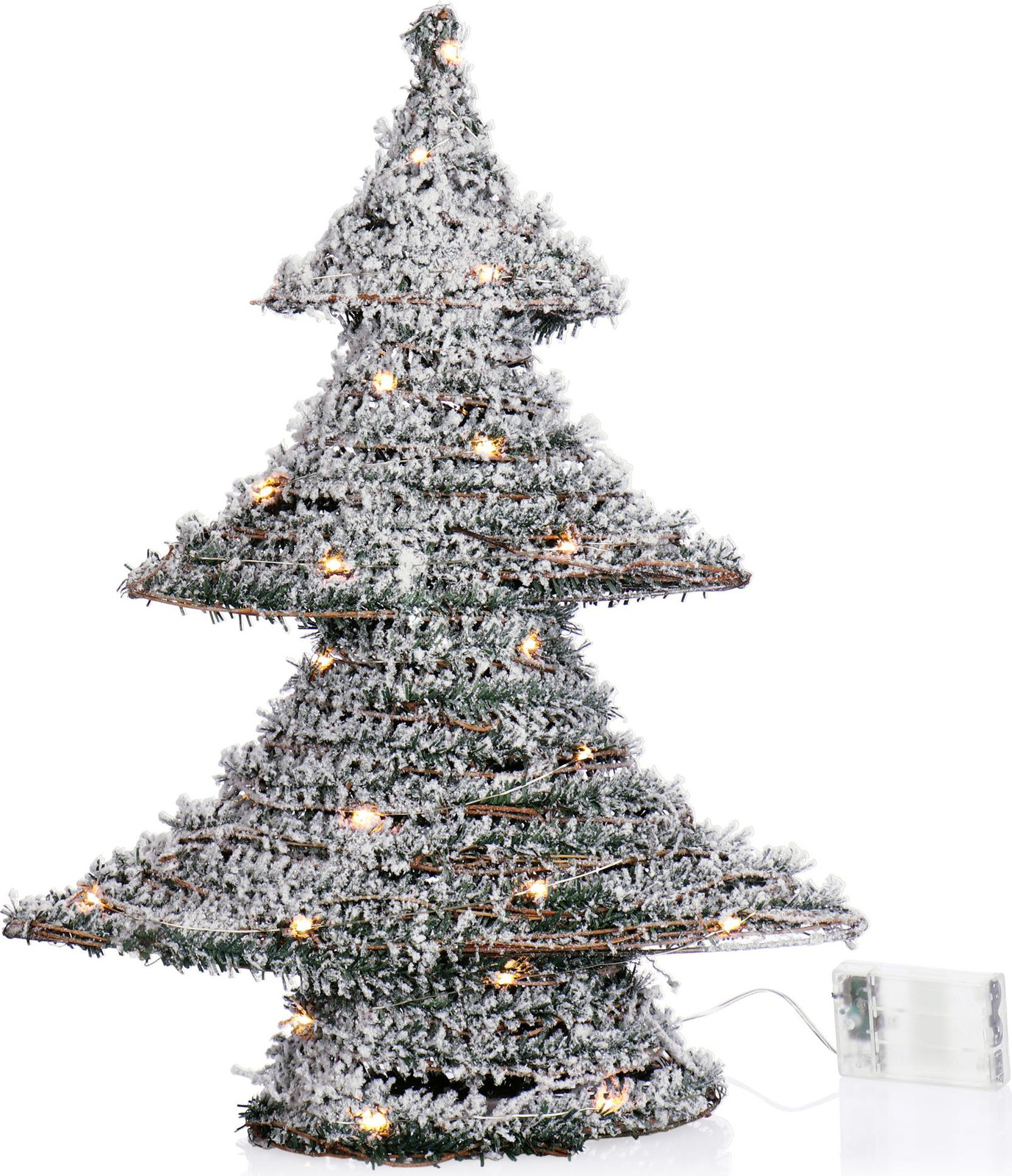 COM-Four Kunstkerstboom met kunstsneeuw, 40 warmwitte LED-lampjes en timer