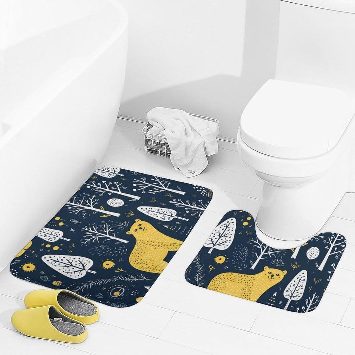 Set van 2 badkamermatten inclusief toiletmat, extra absorberend en zacht, Kleur-7