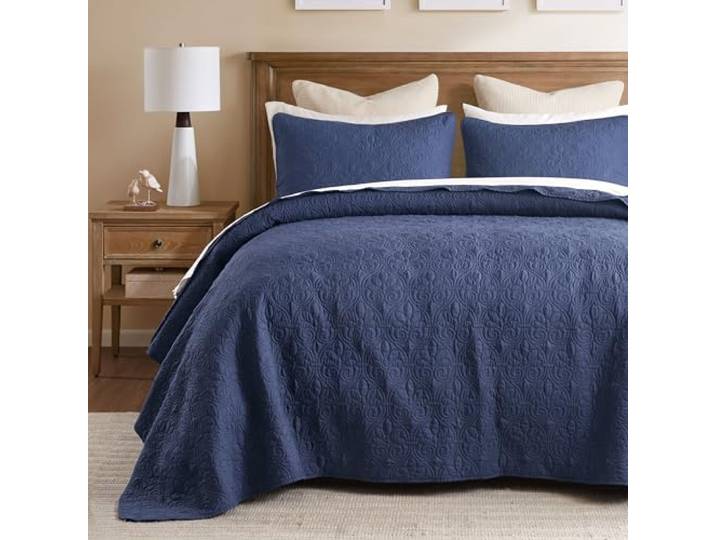 Madison Park Steppdecken-Set für King-Size-Bett, Damastmuster im