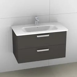 Artiqua 412 Waschtischunterschrank für Softmood T0558, Stahlgrau, 412-WU2L-I35-7142-88 412-WU2L-I35-7142-88