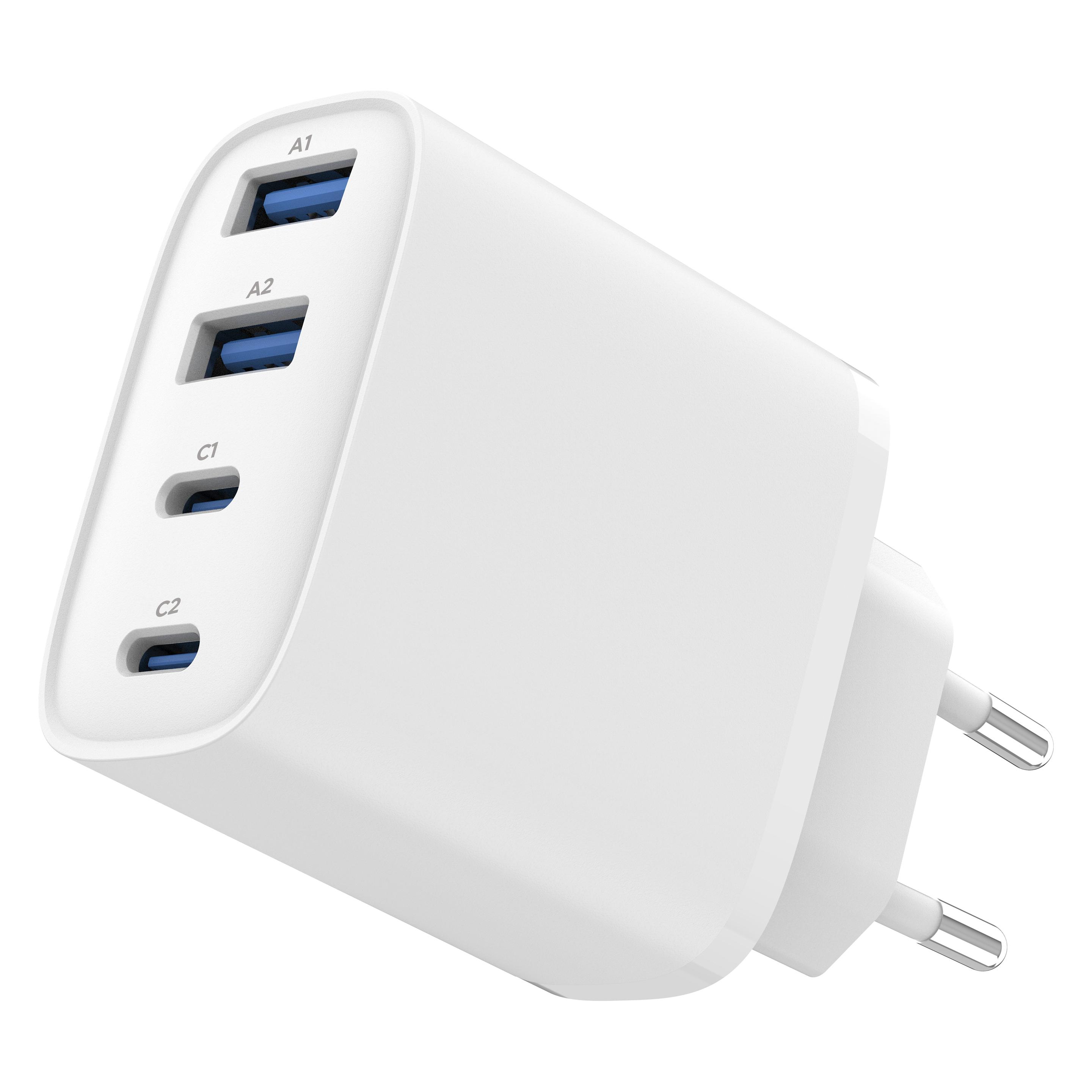 Gembird Ladegerät Lādētājs 4-Port 40 W USB-PD-Schnellladegerät Weiss 2xType-C 2xType-A QC 3.0 (40 W, 4 Ports) (TA-UC-2A2C-PD40-01-W)