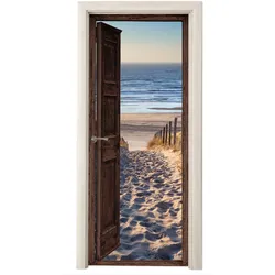 TÜRAUFKLEBER Durchblick - Strand - Meer - Weg - Dünen Fototapete selbstklebend 80x205 cm - Türtapete