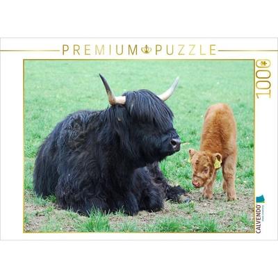 CALVENDO Puzzle Dass eine Mutter mit schwarzem Fell ein braunes Kalb hat, ist keineswegs ungewöhnlich. | 1000 Teile Lege-Größe 64x48cm Foto-Puzzle für