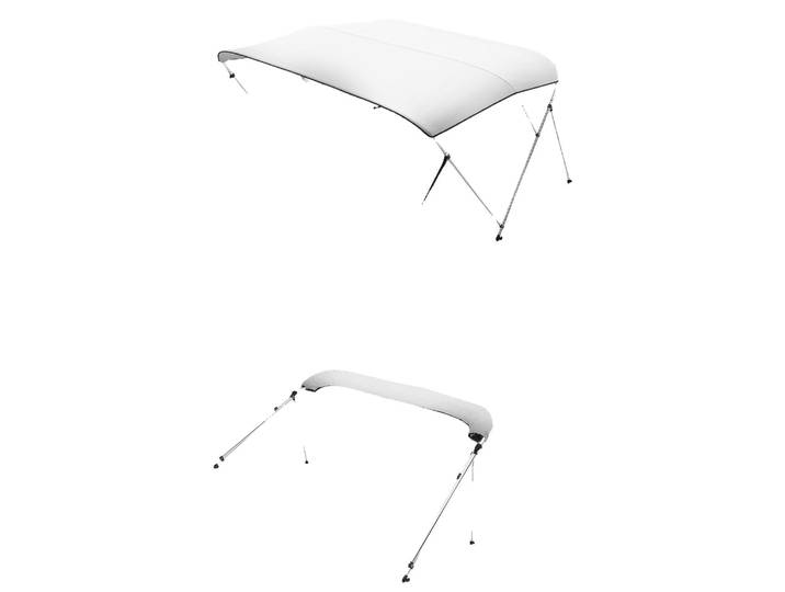Couverture de bateau Biminitop VEVOR\, auvent\, 3 arcs\, cadre aluminium\, biminitop étanche avec sac de rangement\, 210-213 cm (B) Gris clair