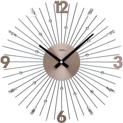 Wanduhr AMS "W9654", grau (anthrazit), Wanduhren, B/H/L: 5cm, Wanduhr, Quarzuhr,Wohnzimmer,Esszimmer,Küche,Arbeitszimmer,Büro,Flur