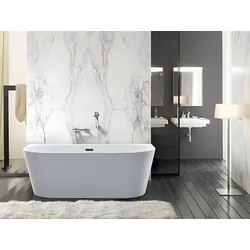 Halb freistehende Badewanne 170 x 75 x 58 cm Acryl Weiß 245 L DIVINA