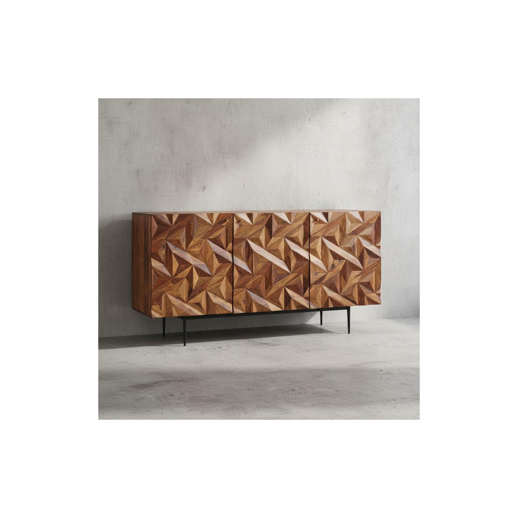 Sideboard – Massivholz/Metall, 144x72x47 cm, 3 Türen, modern