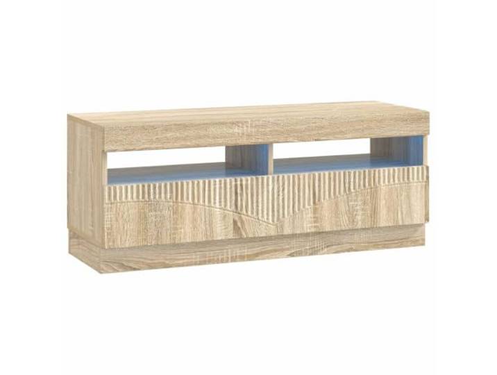 TV-Schrank mit LED, Sonoma-Eiche, modernes Design Um 90 ° drehbare Tür, flexible LED-Leuchten, feuchtigkeitsbeständig, nur für den Innenbereich, Montage erforderlich