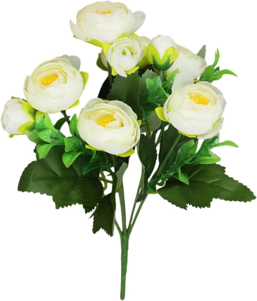 Zijden Camelia Bloem Wit - Kunstbloem Decoratie - Hoogte: 28 cm