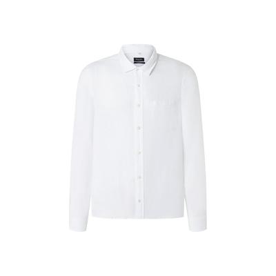 Langarmhemd MAERZ MUENCHEN "Maerz Muenchen 740200 Langarmhemd Herren Bekleidung", Herren, Gr. 45/46, EURO-Größen, weiß, 100% Leinen, Hemden