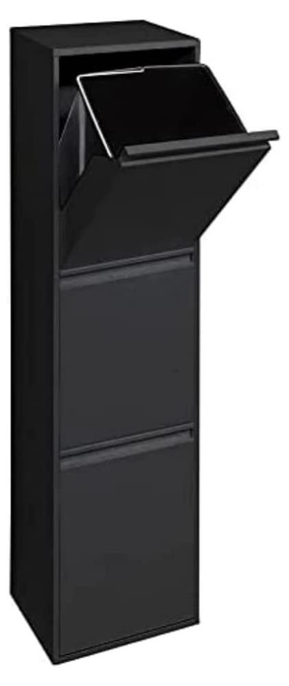 Recyclingcontainer 3x17 L, Stahl, Schwarz, 51 L Gesamtvolumen