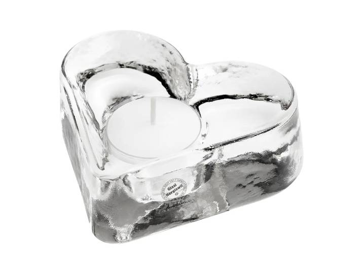 Teelichthalter Cuore, Hergiswil, transparent, Glas