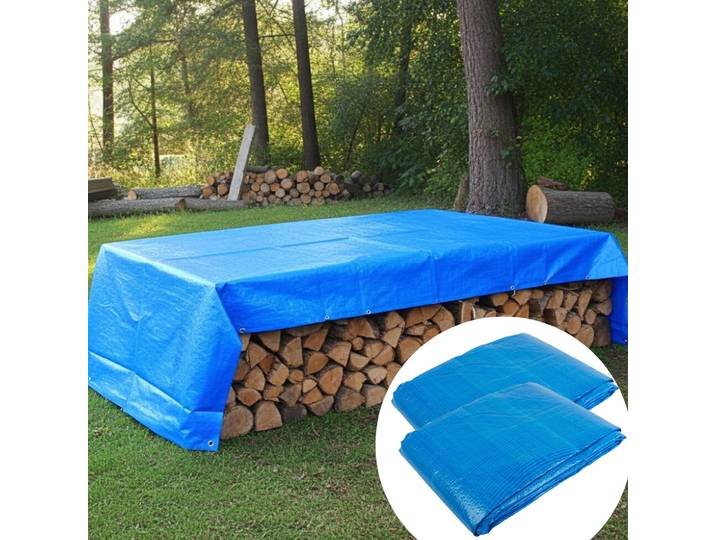 2er-Set Abdeck-Plane, 2 x 3m, blau