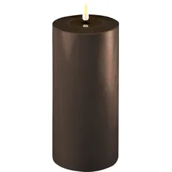 Deluxe Homeart LED Stumpenkerze Real Flame mokka, Ø10 x H20m, mokka