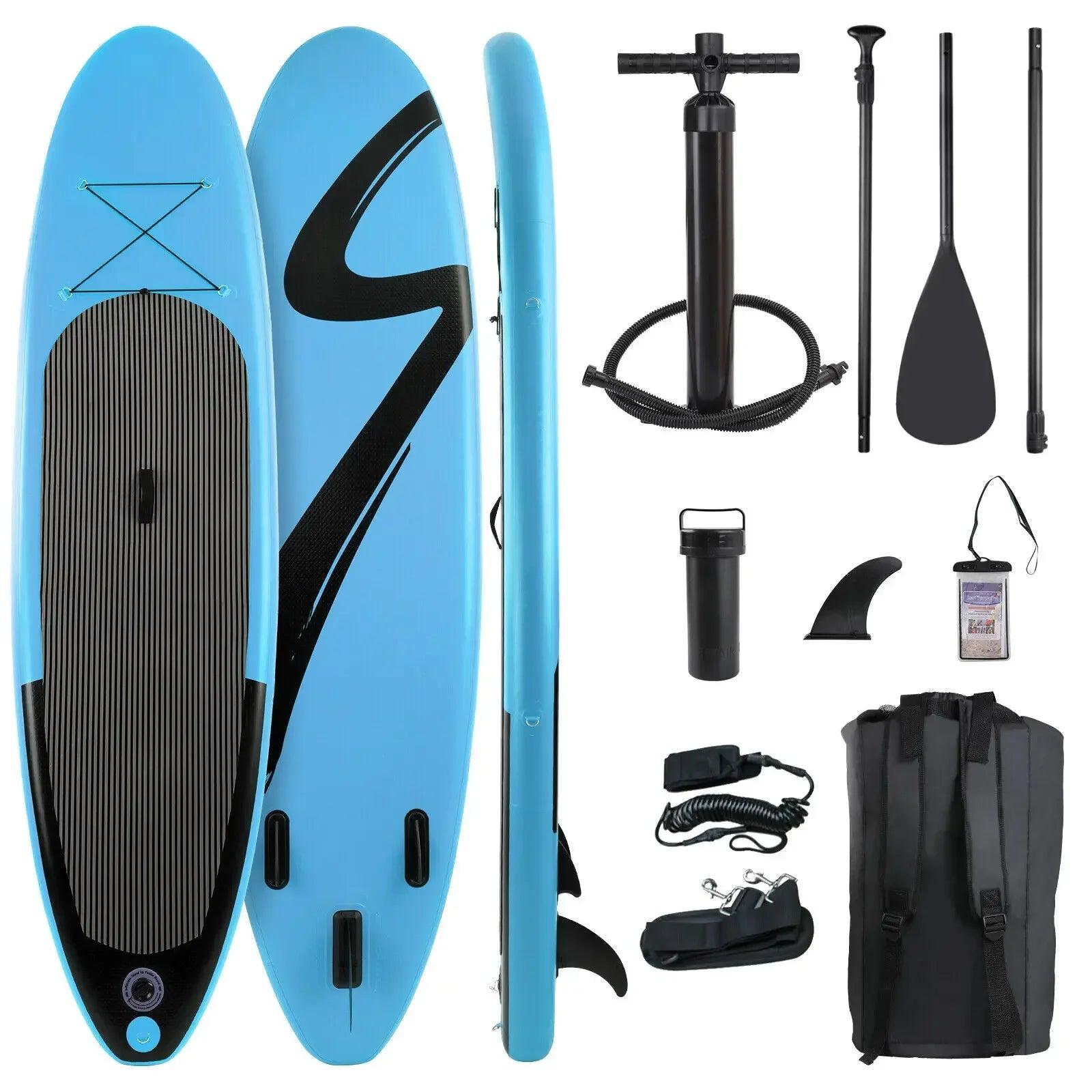 Aufblasbares Stand-Up-Paddle-Board - SUP-Board - 10/11 Fuß - Rutschfeste Oberfläche - Komplettes Zubehörset - Blau