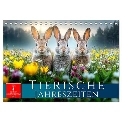 Tierische Jahreszeiten (Tischkalender 2027 DIN A5 quer), CALVENDO Monatskalender