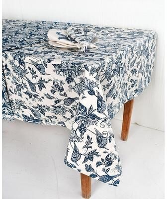 "French Home Honeysuckle 59"" x 118"" Tablecloth - Indigo"