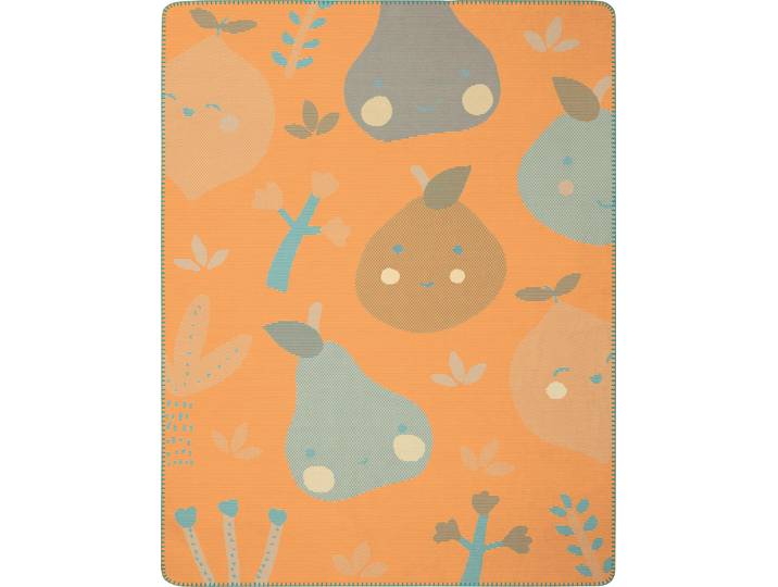 Babydecke BIEDERLACK Little Fruits , orange (orange, blau), B:75cm L:100cm, Baumwolle, Polyacryl, Polyester, Wohndecken, Babydecke, mit lustigen Früchten, Kuscheldecke