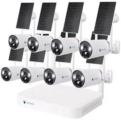 LUVISION Dual WLAN Solar Akku Überwachungssystem 10 Kanal NVR 4MP Überwachungskamera Set Mikrofon 8 Kameras