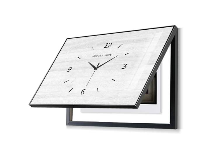 Peinture décorative en bois avec horloge murale, grande boîte de mètre, métal, luxe, silencieux, décoration de salon, design moderne